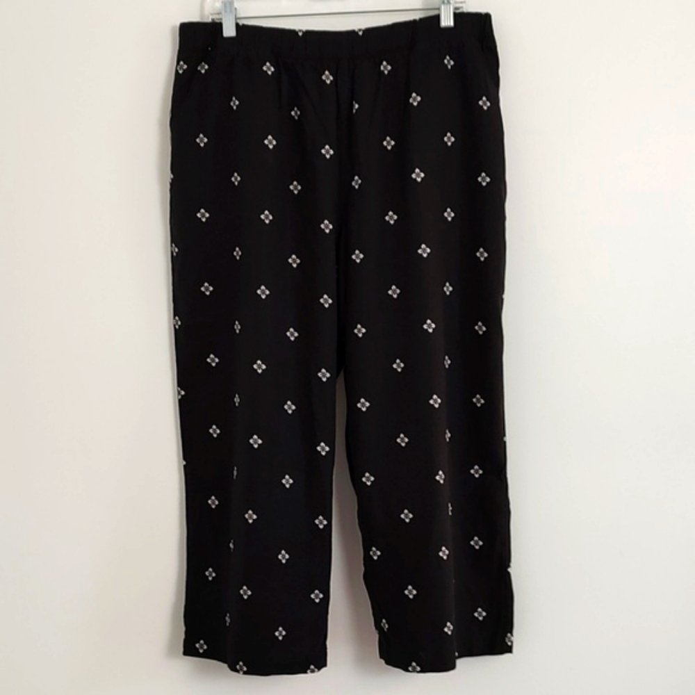 Croft & Barrow Womens Linen Navy Elastic Waist Capri Pant w/Pockets/Size 16W NWT